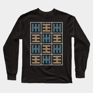 Tribal geometric pattern (Smokey taupe, navy and brown colors) Long Sleeve T-Shirt